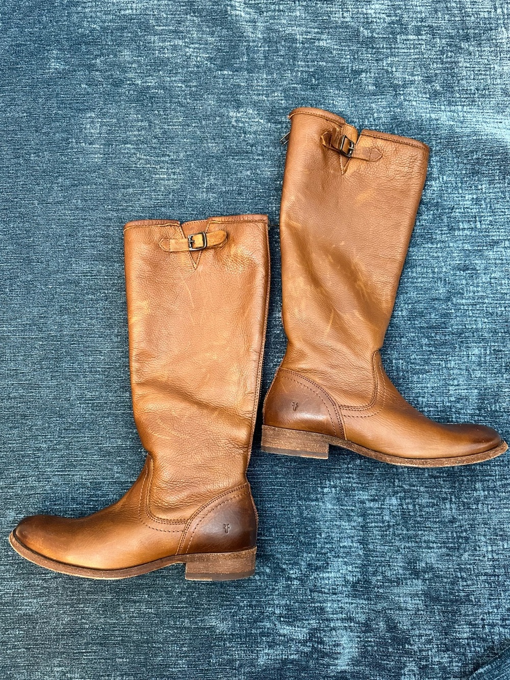 Frye Pippa Cognac Knee Leather Boots, Vintage 70s Vibes